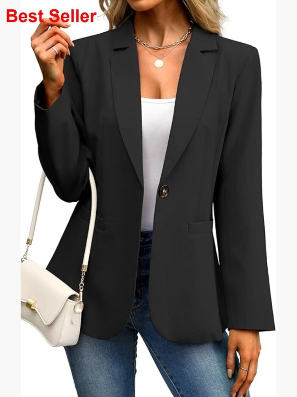 Lightweight Slim Fit Blazer with Pockets for Business Casual Office Wear